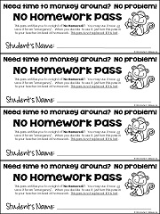 Free no homework pass template